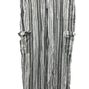Roxy Gray and White Striped Cargo Pants Sz(XXL)